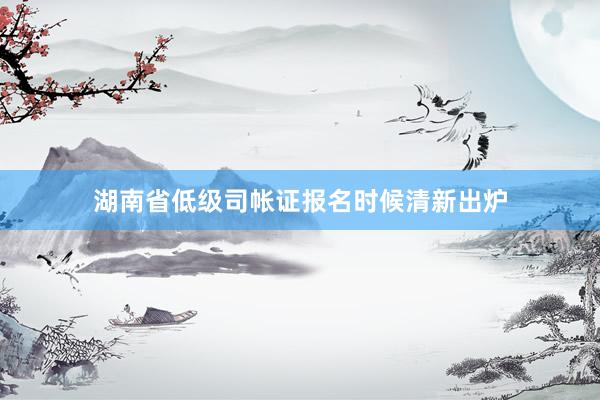 湖南省低级司帐证报名时候清新出炉