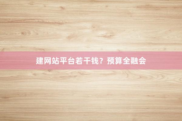 建网站平台若干钱？预算全融会