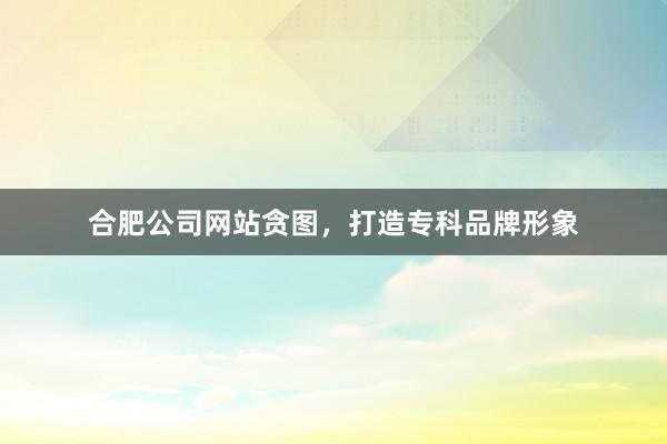 合肥公司网站贪图，打造专科品牌形象