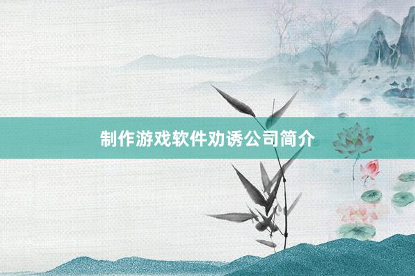 制作游戏软件劝诱公司简介