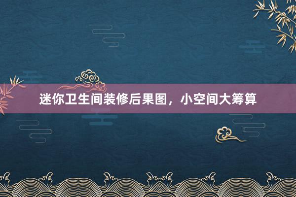迷你卫生间装修后果图，小空间大筹算