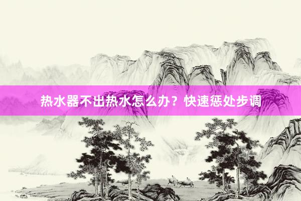 热水器不出热水怎么办？快速惩处步调